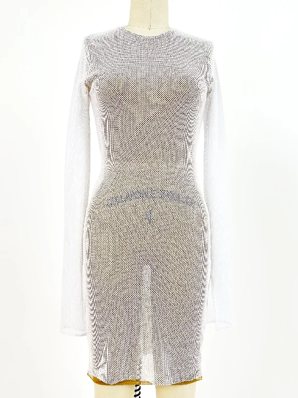 LaQuan Smith Mesh Mini Dress Elegant Mini Dress with Ruffles