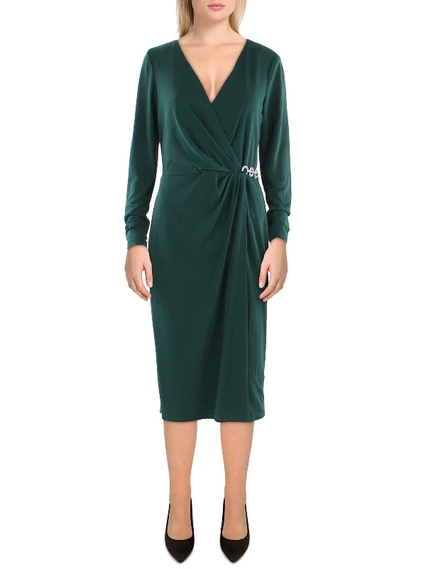 Womens Surplice Midi Cocktail and Party Dress Tunics Modern contemporary