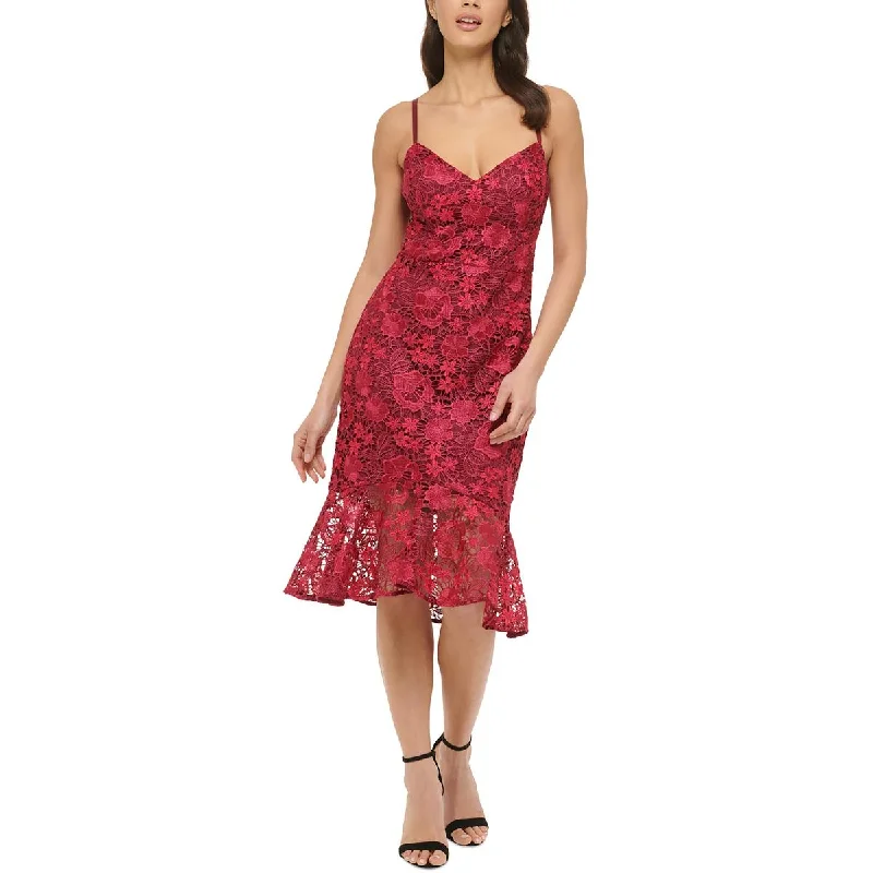 Guess Womens Lace Knee-Length Cocktail And Party Dress Chiffon Maxi Beach