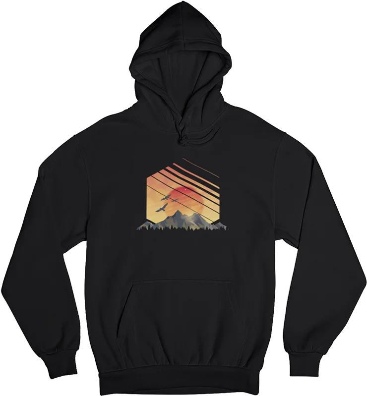 Sonnenaufgang Alpen - Unisex Organic Hoodie Hoodie with Hem Raw Edge Edgy Unfinished