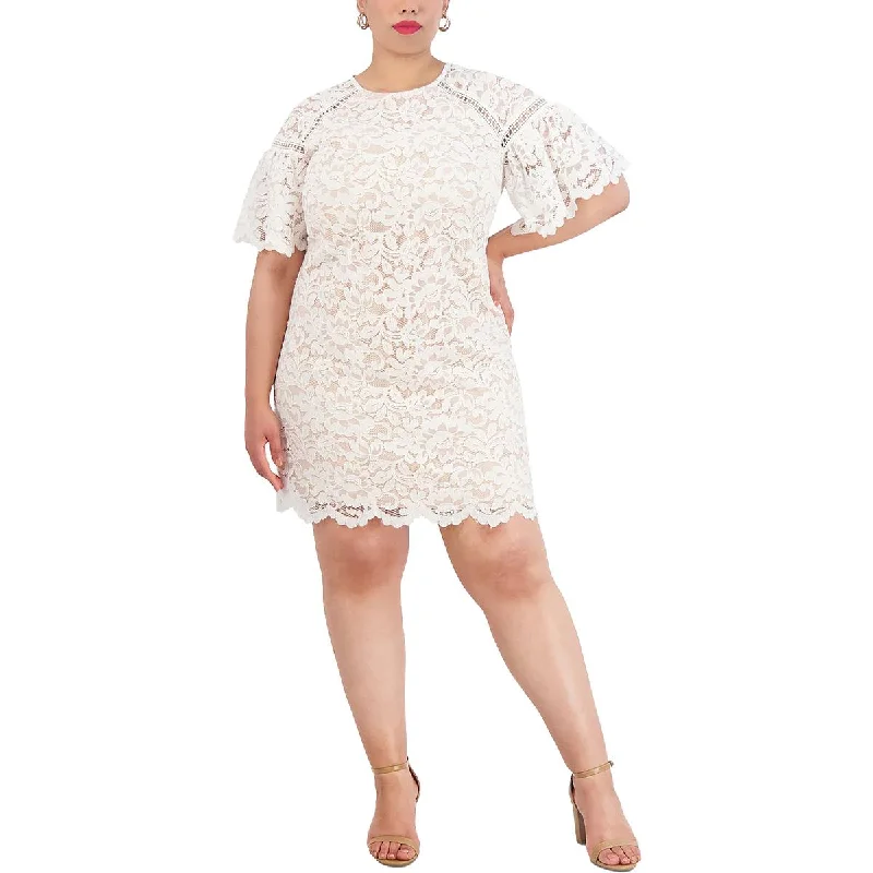 Plus Womens Lace Floral Cocktail And Party Dress Tunics Sale discount