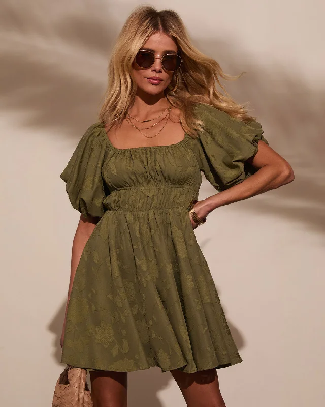 Cherished Charm Puff Sleeve Mini Dress Classic Shift Mini Dress