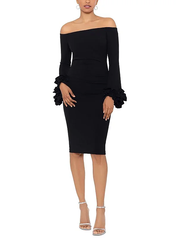Womens Off-The-Shoulder Knee-Length Cocktail And Party Dress Tunics Chic elegant