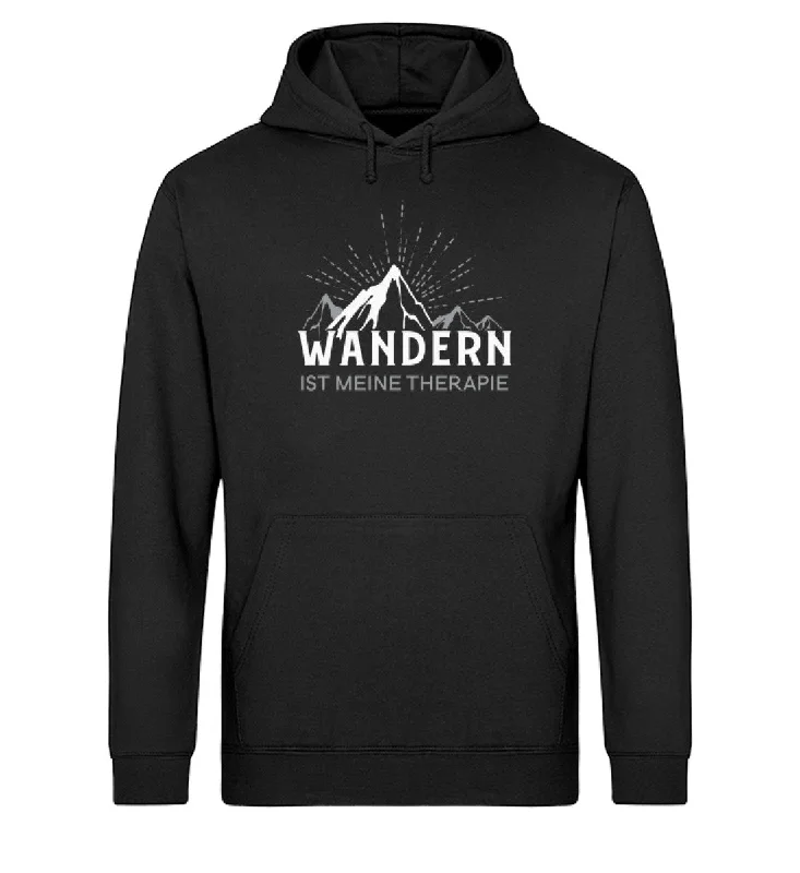 Wandern ist meine Therapie - Unisex Organic Hoodie Hoodie with Hem Detail Decorative Unique