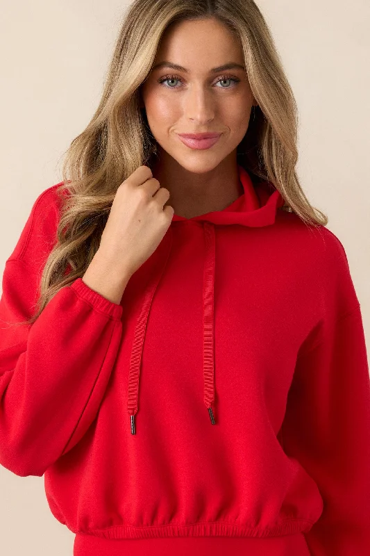 SPANX® AirEssentials Red Cinched Cropped Hoodie Hoodie with Oversized Fit Loose Comfortable SPANX® AirEssentials Red Cinched Cropped Hoodie Hoodie with Oversized Fit Loose Comfortable