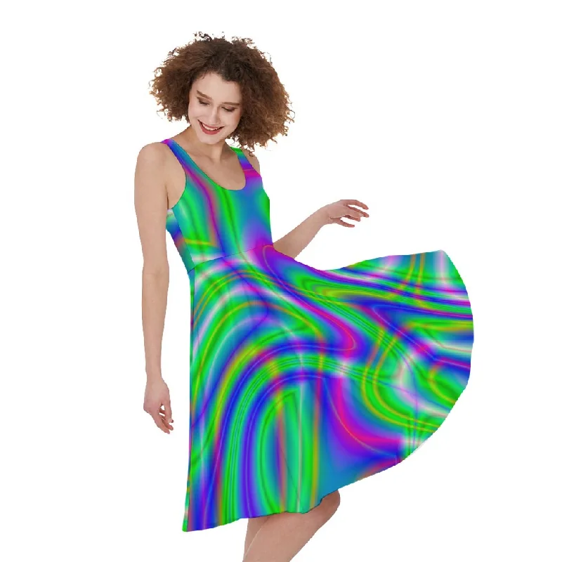 Neon Green Psychedelic Trippy Print Sleeveless Knee Length Dress Tunics Review highly Neon Green Psychedelic Trippy Print Sleeveless Knee Length Dress Tunics Review highly