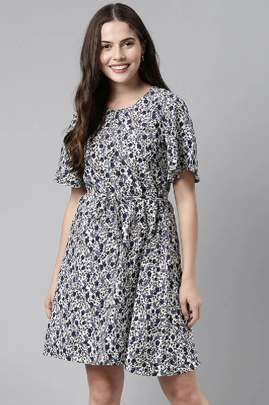 Women's Off-White Polyester Abstract Print Fit & Flare Mini Dress - Rasiya Elegant Off-Shoulder Dress Mini Women's Off-White Polyester Abstract Print Fit & Flare Mini Dress - Rasiya Elegant Off-Shoulder Dress Mini