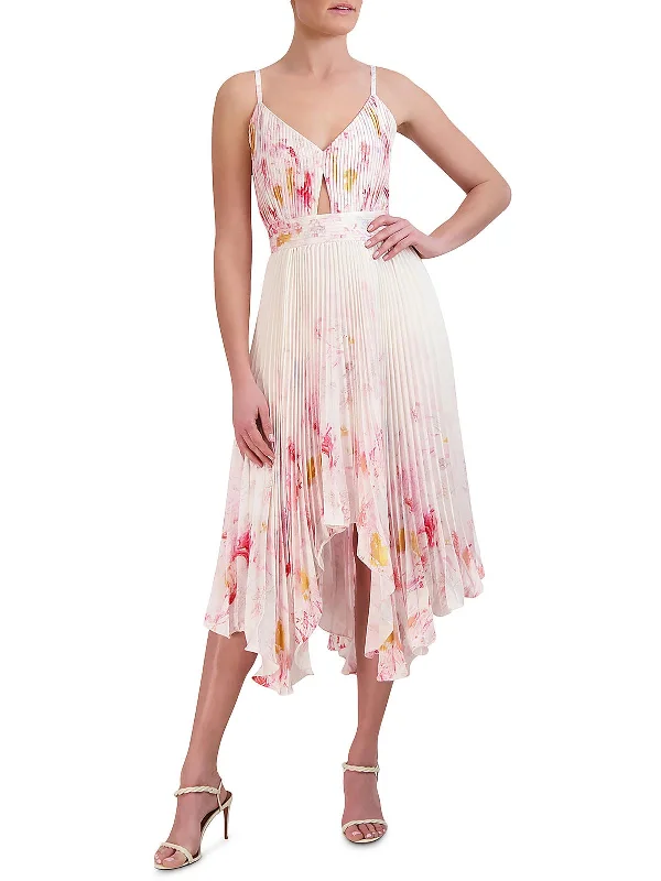 Womens Midi Pleated Cocktail And Party Dress Tunics Luxurious premium