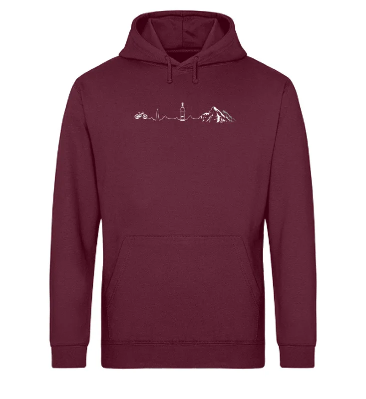 Herzschlag Berge, Bike und Wein - Unisex Organic Hoodie Hoodie with Rhinestones Sparkly Elegant