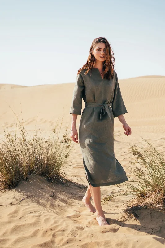 Isla - Midi Linen Dress Tunics Leisure comfortable