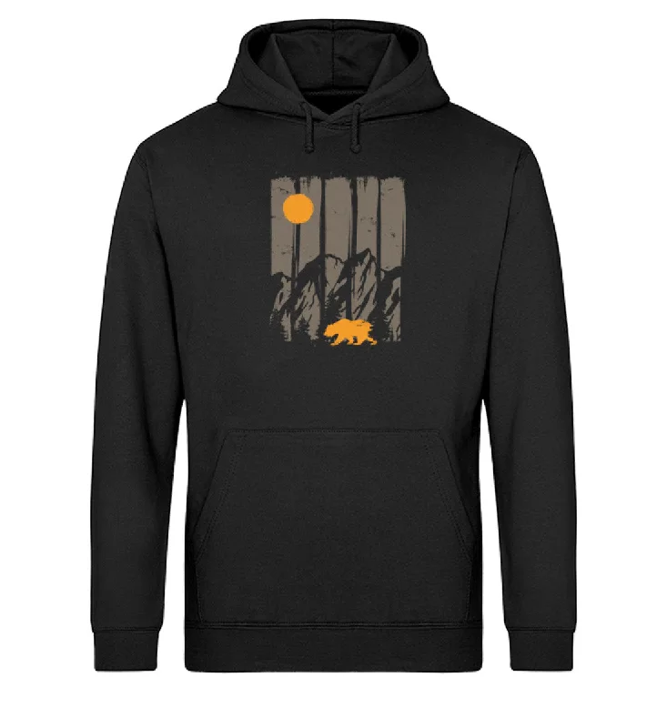 Berge, Mond und Bär - Unisex Organic Hoodie Hoodie with Magnetic Closure Innovative Modern