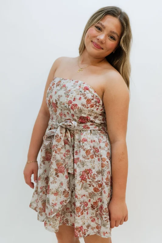 Fall Enchanted Strapless Mini Dress Elegant Satin Mini Dress