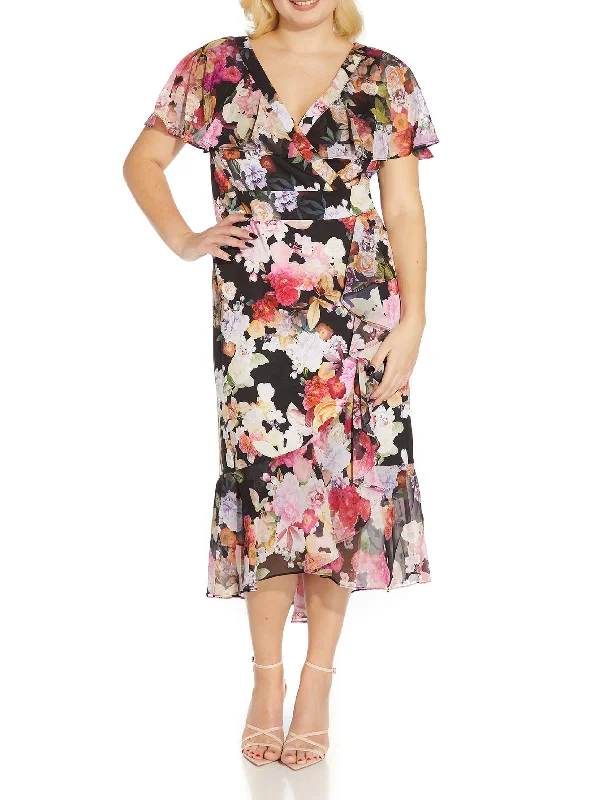 Womens Ruffled Maxi Cocktail and Party Dress Tunics Sophisticated sleek