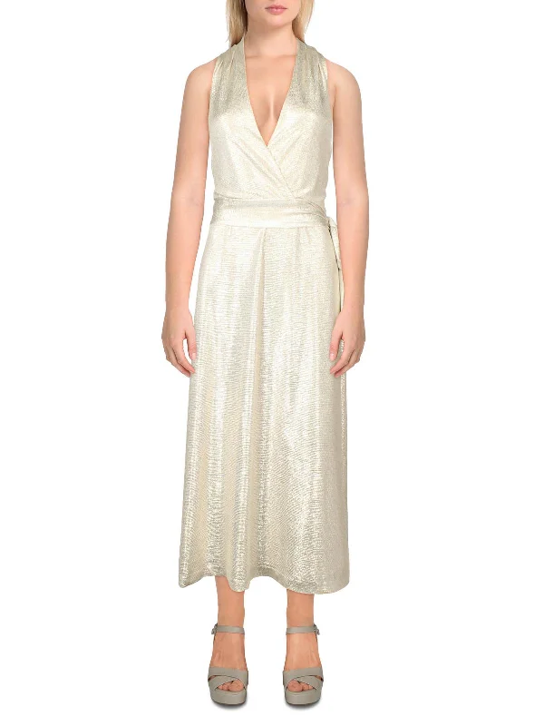 Womens Metallic Halter Cocktail And Party Dress Turtleneck Warm Winter