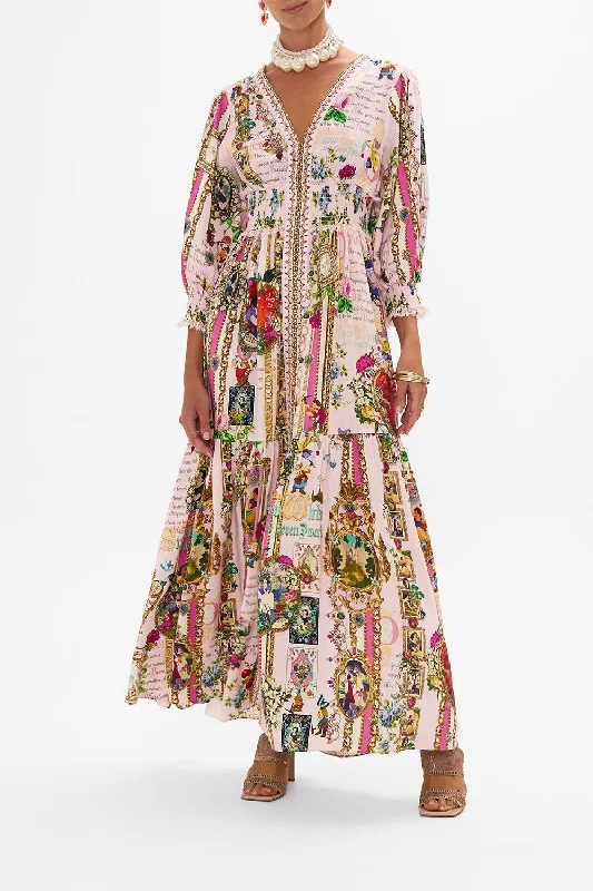 SHIRRED WAISTBAND LONG DRESS MY SWEET SNOW WHITE Turtleneck Warm Winter