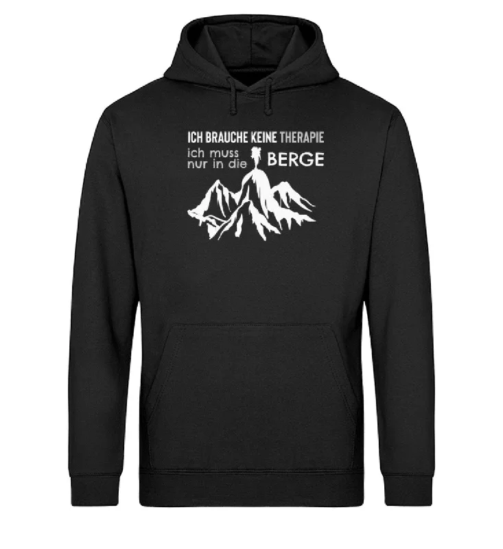 Therapie? Ich muss nur in die Berge - Unisex Organic Hoodie Hoodie with Sequins Glamorous Eye-catching