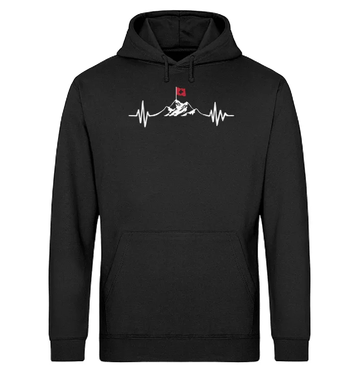 Herzschlag Berge und Schweizer Flagge - Unisex Organic Hoodie Hoodie with Zipper Versatile Modern Herzschlag Berge und Schweizer Flagge - Unisex Organic Hoodie Hoodie with Zipper Versatile Modern
