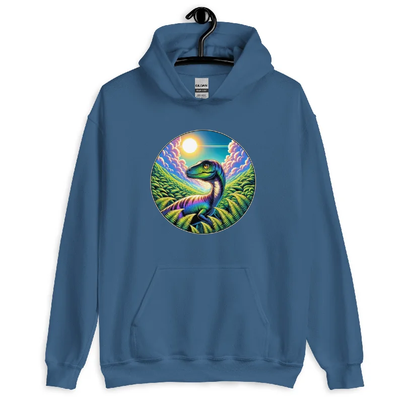 Dino Daydream - Dinosaur Hoodie Hoodie with Hidden Zipper Minimalist Clean