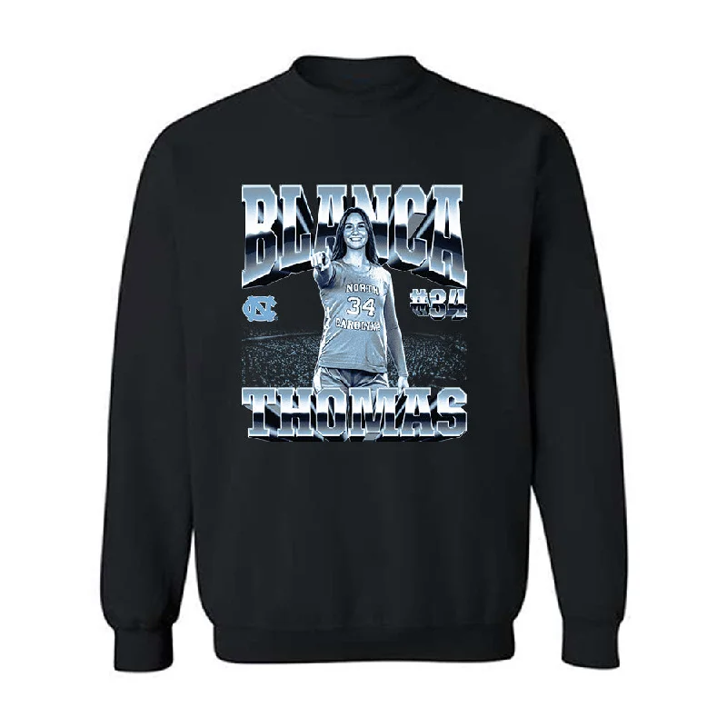UNC - NCAA Women's Basketball : Blanca Thomas - Player Collage Crewneck Sweatshirt Hoodie with Double Zipper Versatile Adjustable