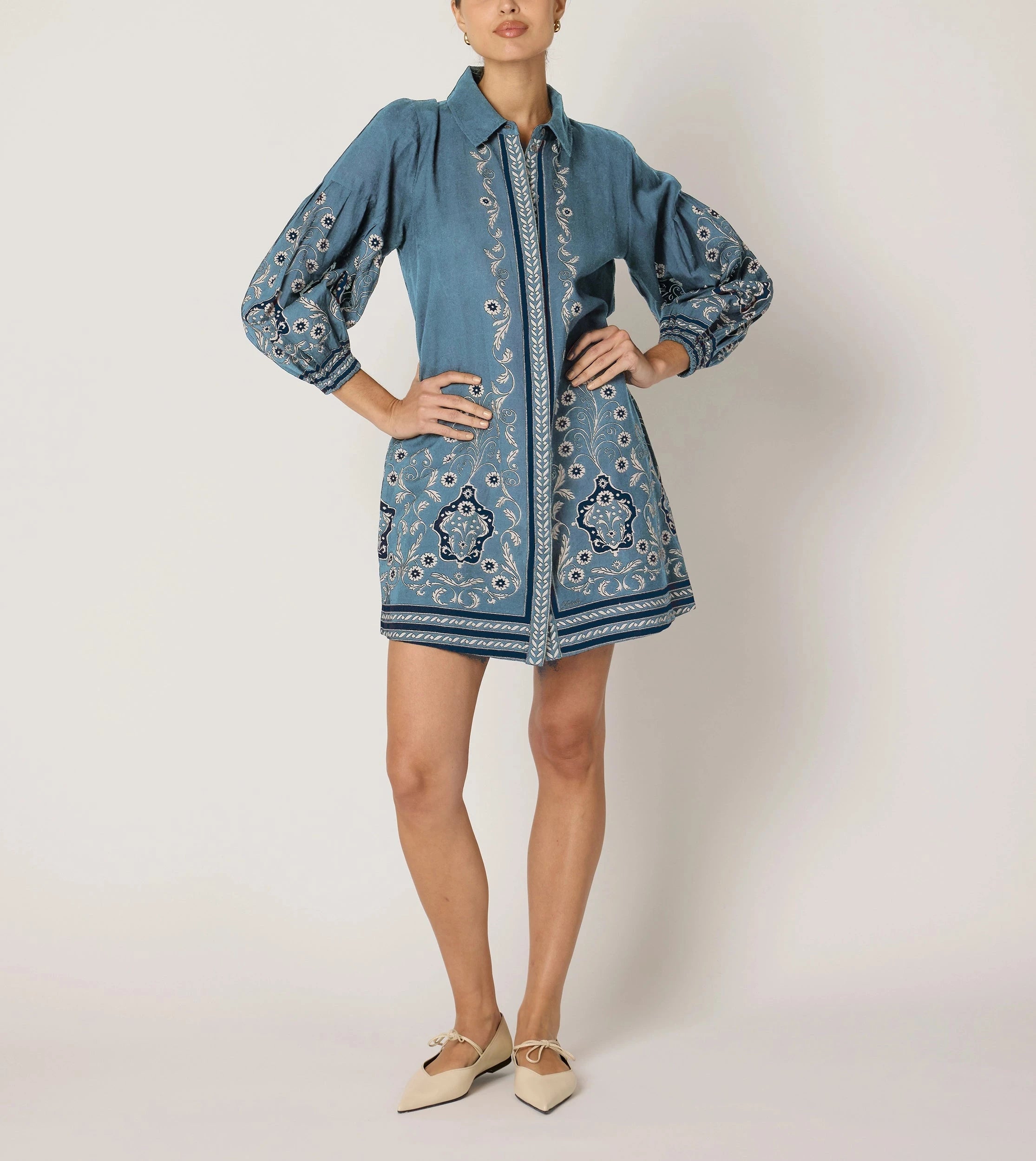 Anouk Mini Dress | Cardamon Blue Classic Floral Mini Dress