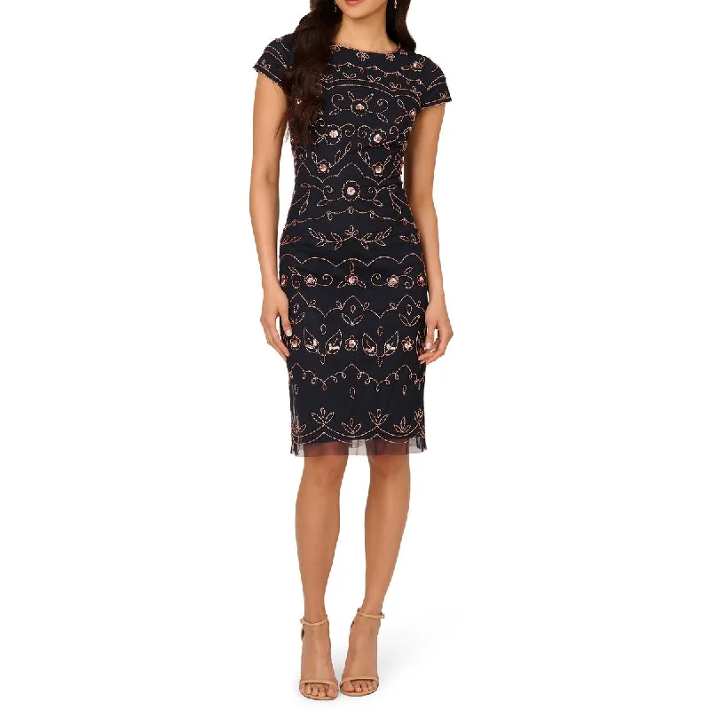 Womens Floral Beaded Cocktail And Party Dress Tunics Polka dots