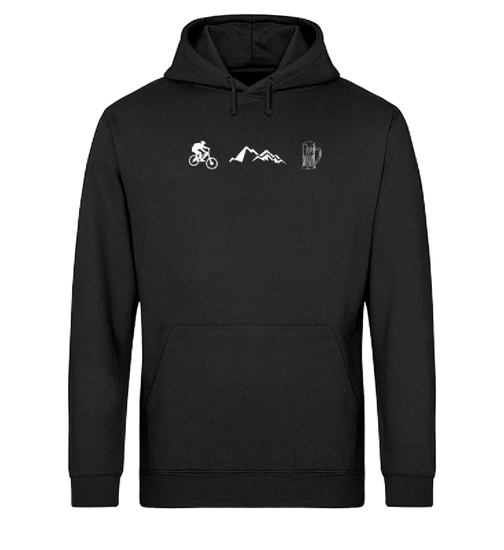 Radfahren, Berge und Bier - Unisex Organic Hoodie Hoodie with Color Block Contrast Stylish Radfahren, Berge und Bier - Unisex Organic Hoodie Hoodie with Color Block Contrast Stylish