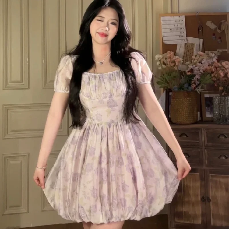 Summer fresh mini dress floral dress purple dress LL-094 Comfortable Casual Mini Dress Summer fresh mini dress floral dress purple dress LL-094 Comfortable Casual Mini Dress