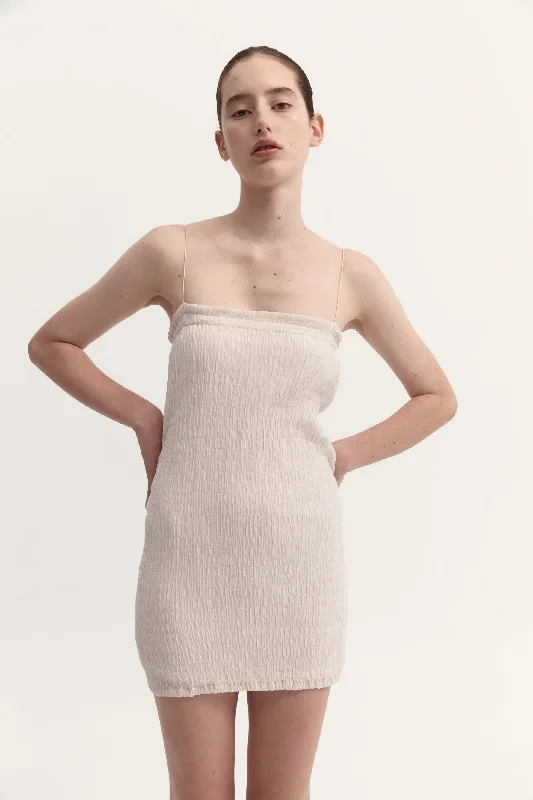 VICTORIA MINI DRESS - CREAM Trendy Mini Dress with Belt