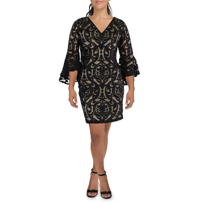 Petites Womens Bell Sleeve Mini Cocktail And Party Dress Tunics Practical easy-care