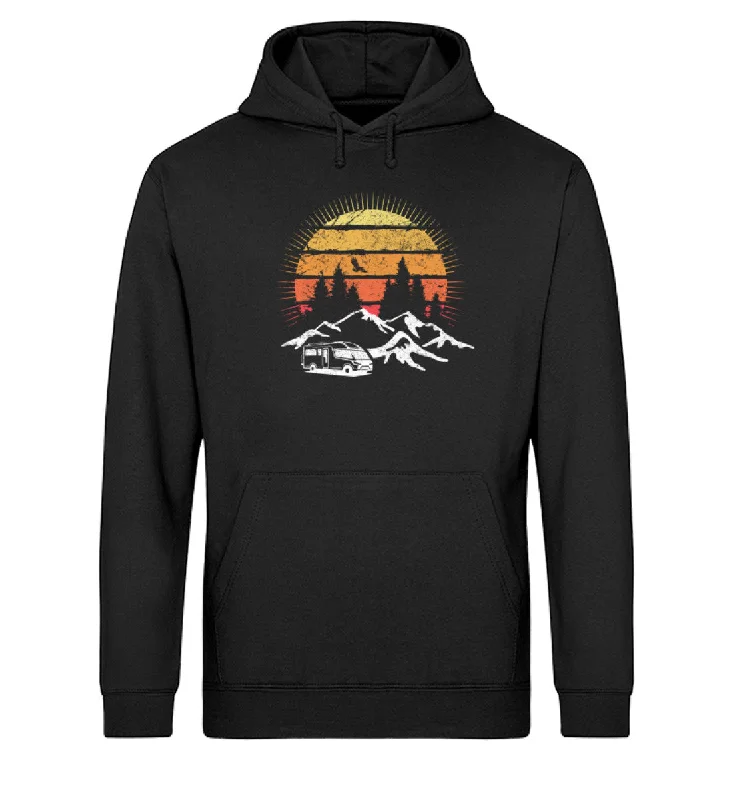 Wohnmobil Sonne Vintage - Unisex Organic Hoodie Hoodie with Elastic Waist Stretchable Comfortable