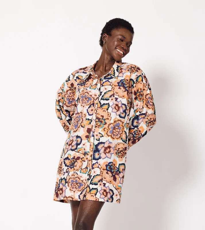 Elisha Mini Dress | Desert Floral Comfortable Off-Shoulder Mini Dress