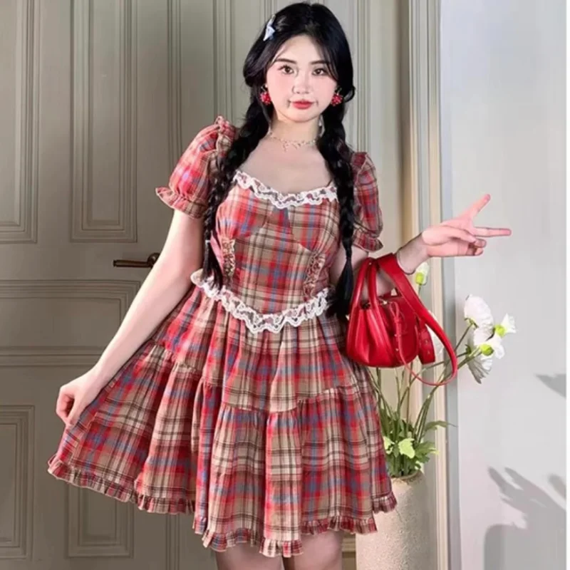 Summer dress plaid dress mini dress cute new school LL-136 Elegant Tulle Mini Dress