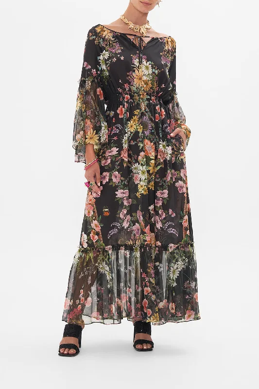 LONG DRESS WITH GATHERED BELL SLEEVE LETTERS FROM A VINEYARD Tunics Summer linen