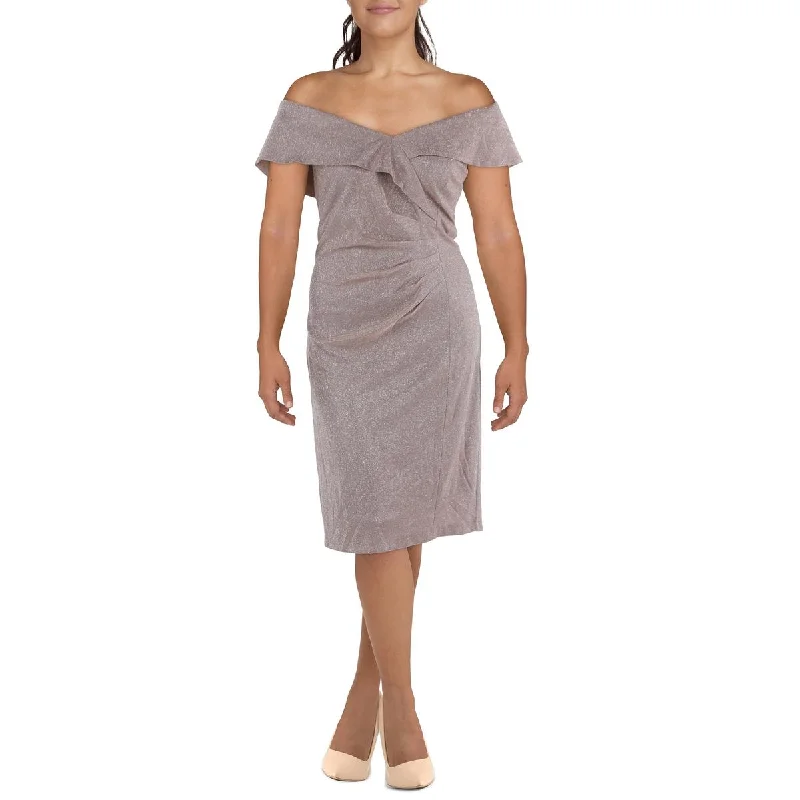 Plus Womens Metallic Midi Cocktail And Party Dress Tunics Chinos classic