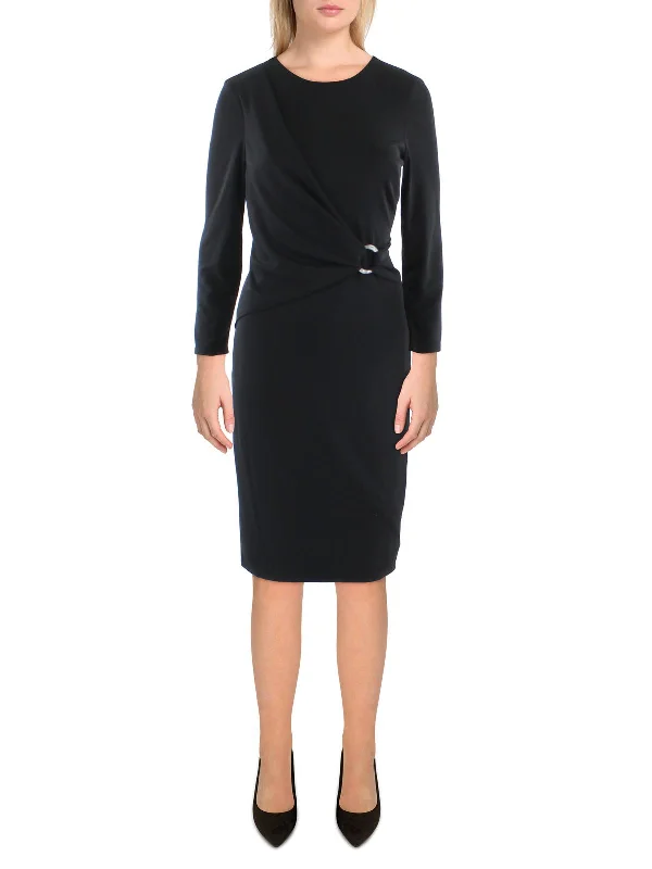 Womens Silver Ring Jersey Cocktail and Party Dress Turtleneck Warm Winter