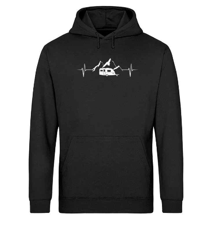 Wohnwagen Herzschlag - Unisex Organic Hoodie Hoodie with Rhinestones Sparkly Elegant