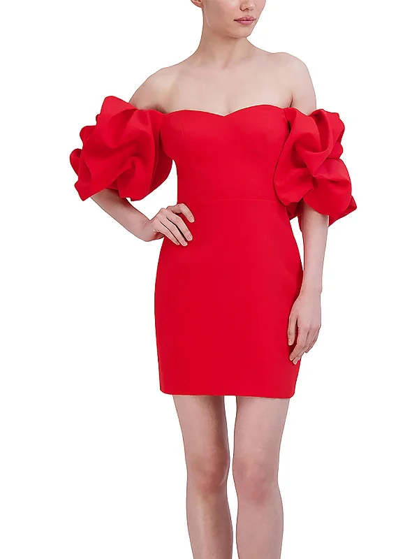 Womens Off-The-Shoulder Mini Cocktail And Party Dress Tunics Floral girly