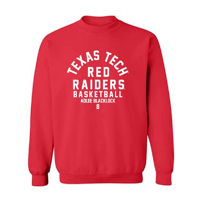Texas Tech - NCAA Women's Basketball : Adlee Blacklock - Classic Fashion Shersey Crewneck Sweatshirt Hoodie with Distressed Vintage Worn Texas Tech - NCAA Women's Basketball : Adlee Blacklock - Classic Fashion Shersey Crewneck Sweatshirt Hoodie with Distressed Vintage Worn