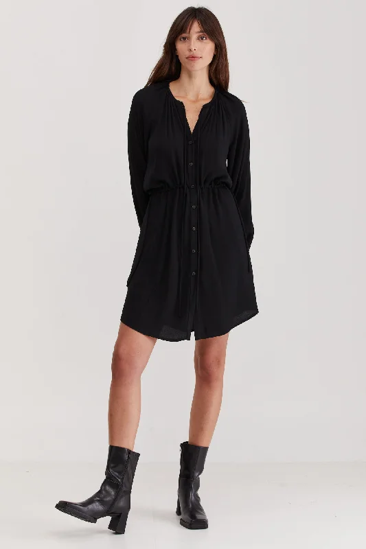 Nur Mini Dress Black Chic Bohemian Mini Dress
