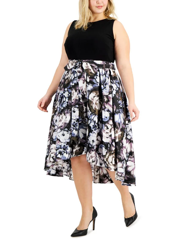 Plus Womens Sleeveless Floral Print Cocktail and Party Dress Tunics Review highly