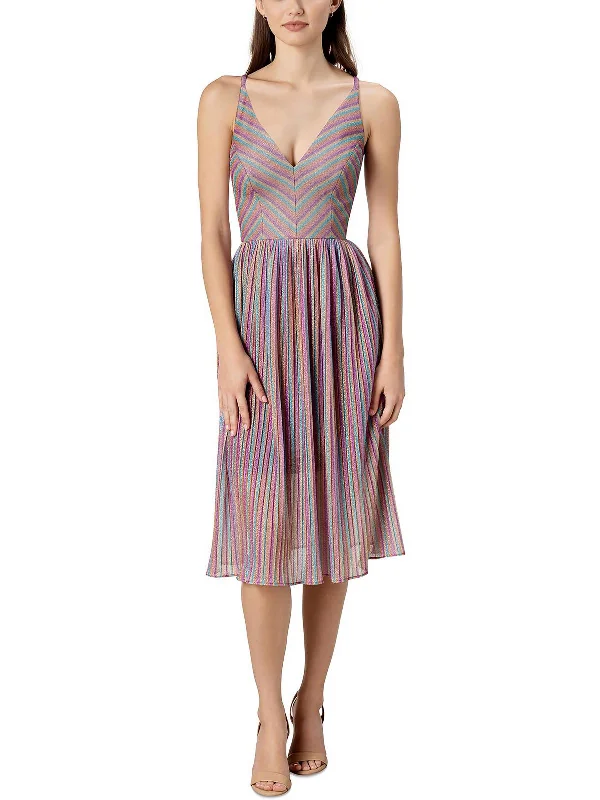 Womens Metallic Midi Cocktail and Party Dress Tunics Party sparkling