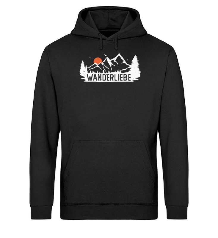 Wanderliebe, Berge und Sonne - Unisex Organic Hoodie Hoodie with Double Zipper Versatile Adjustable