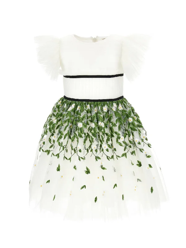ML Embroidered Daisy Leaves Party Dress Tunics Bestseller popular