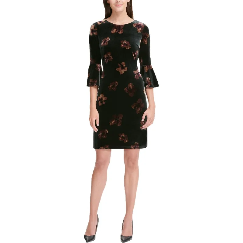 Tommy Hilfiger Womens Velvet Floral Print Party Dress Tunics Brand named