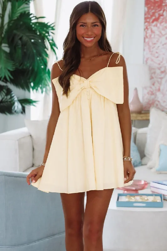 Aim High Mini Dress - Yellow Cozy Ribbed Mini Dress