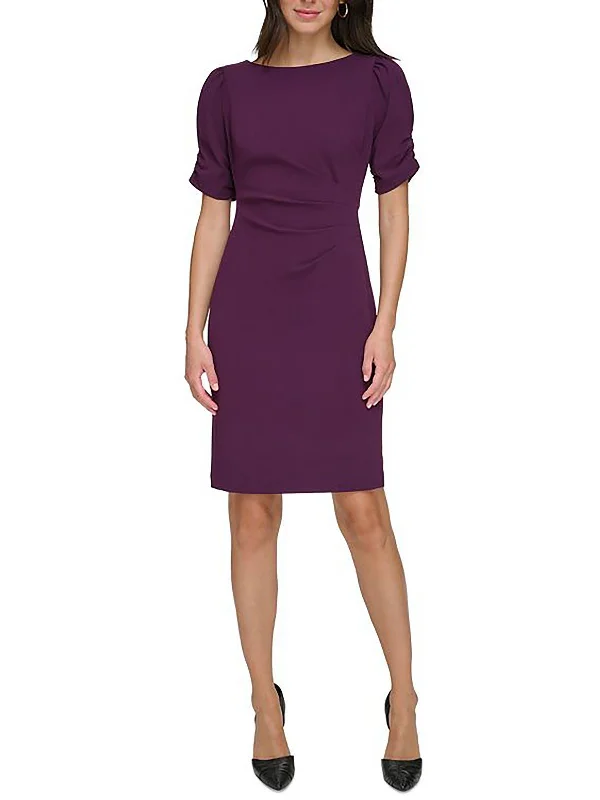 Womens Crepe Shirred Sleeve Cocktail And Party Dress Tunics Winter warm