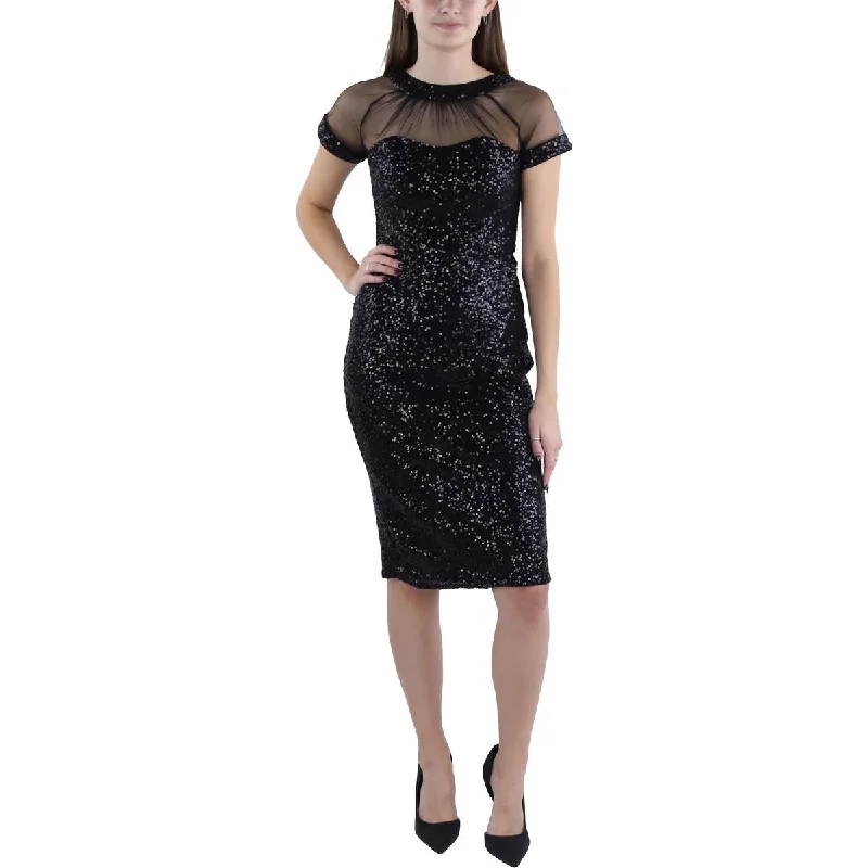 Womens Sequined Mesh Cocktail And Party Dress Tunics Seasonal trendy