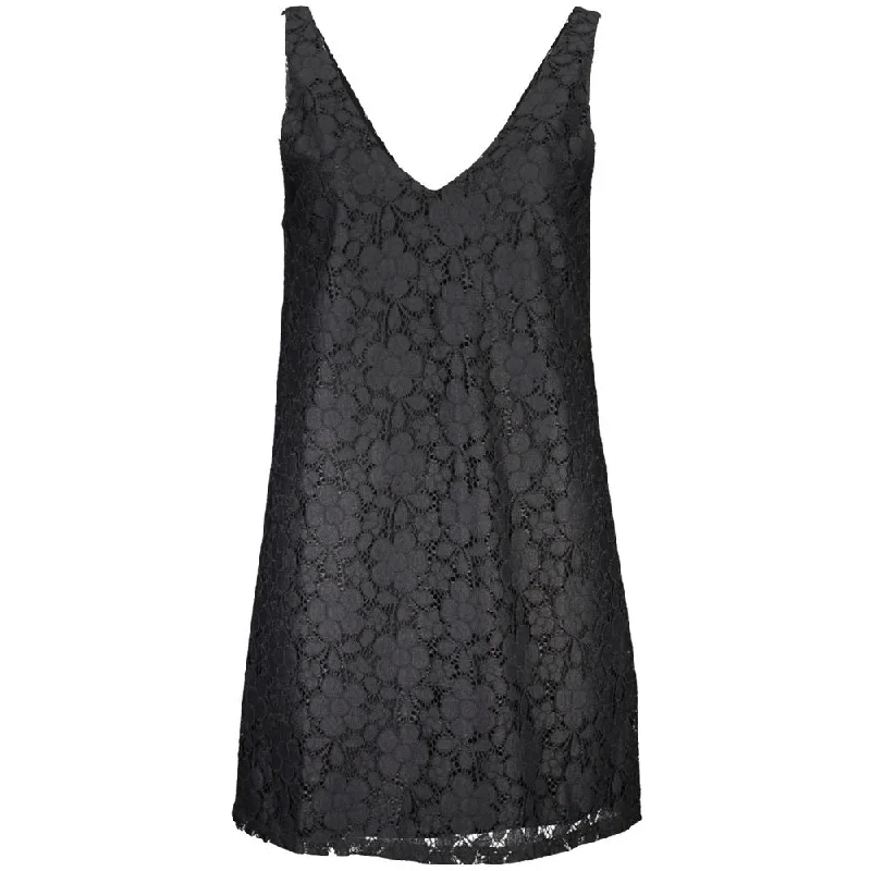 Desigual Black Viscose Women's Dress Boatneck Modish Everyday