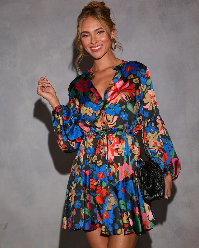 Bright Days Ahead Floral Mini Dress Stylish Button-Down Mini Dress
