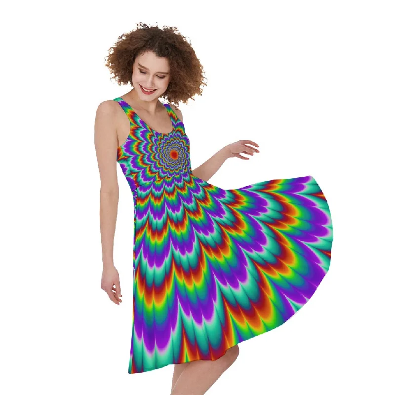 Psychedelic Expansion Optical Illusion Sleeveless Knee Length Dress Tunics Lace romantic Psychedelic Expansion Optical Illusion Sleeveless Knee Length Dress Tunics Lace romantic